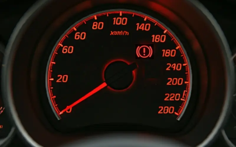 Testigo frenos del carro encendido.