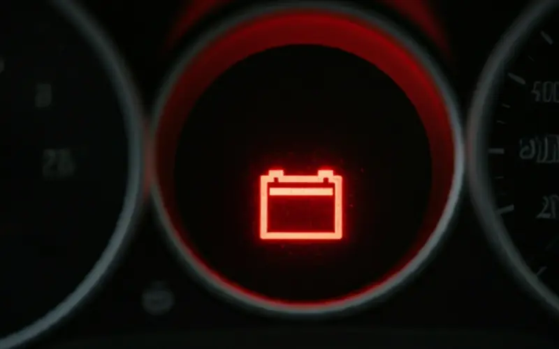 Testigo motor de la batería del carro encendido.